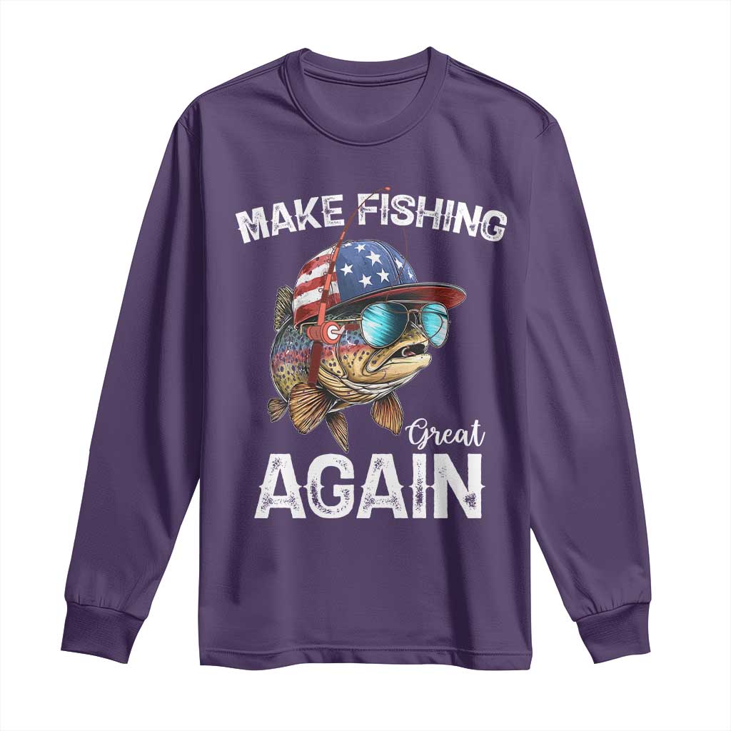 Funny Make Fishing Great Again Long Sleeve Shirt Bass Fishing TS11 Purple Print Your Wear