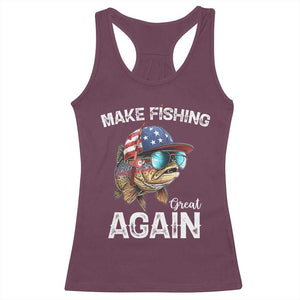 Funny Make Fishing Great Again Racerback Tank Top Bass Fishing TS11 Maroon Print Your Wear