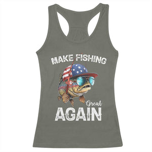 Funny Make Fishing Great Again Racerback Tank Top Bass Fishing TS11 Military Green Print Your Wear