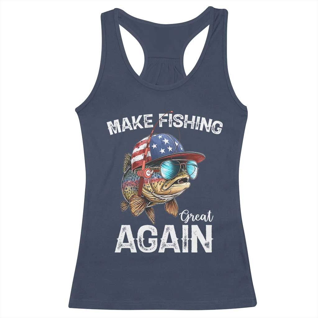 Funny Make Fishing Great Again Racerback Tank Top Bass Fishing TS11 Navy Print Your Wear