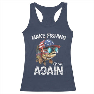 Funny Make Fishing Great Again Racerback Tank Top Bass Fishing TS11 Navy Print Your Wear