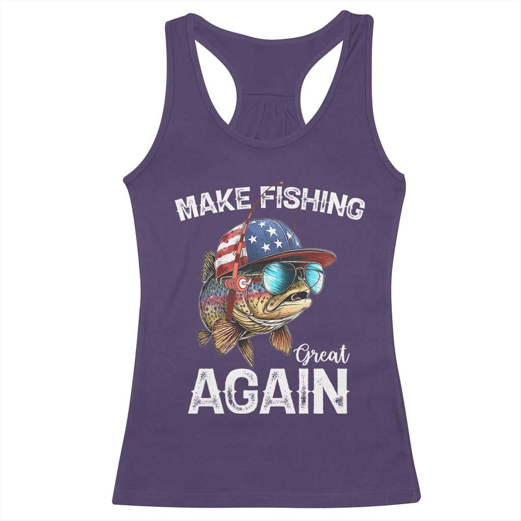 Funny Make Fishing Great Again Racerback Tank Top Bass Fishing TS11 Purple Print Your Wear