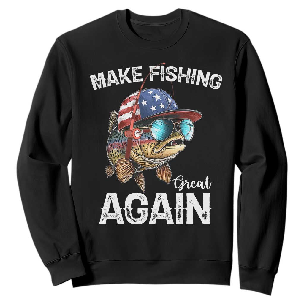 Funny Make Fishing Great Again Sweatshirt Bass Fishing - Print Your Wear