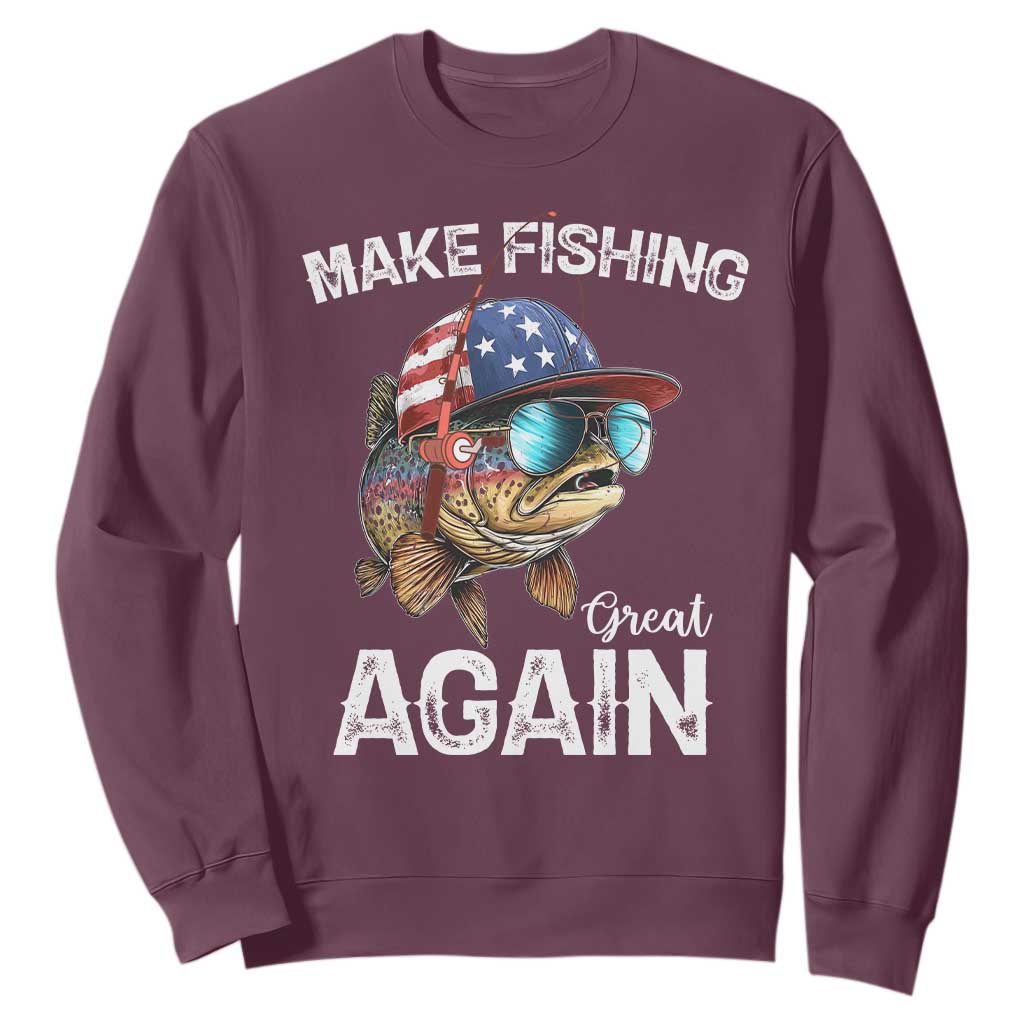 Funny Make Fishing Great Again Sweatshirt Bass Fishing TS11 Maroon Print Your Wear
