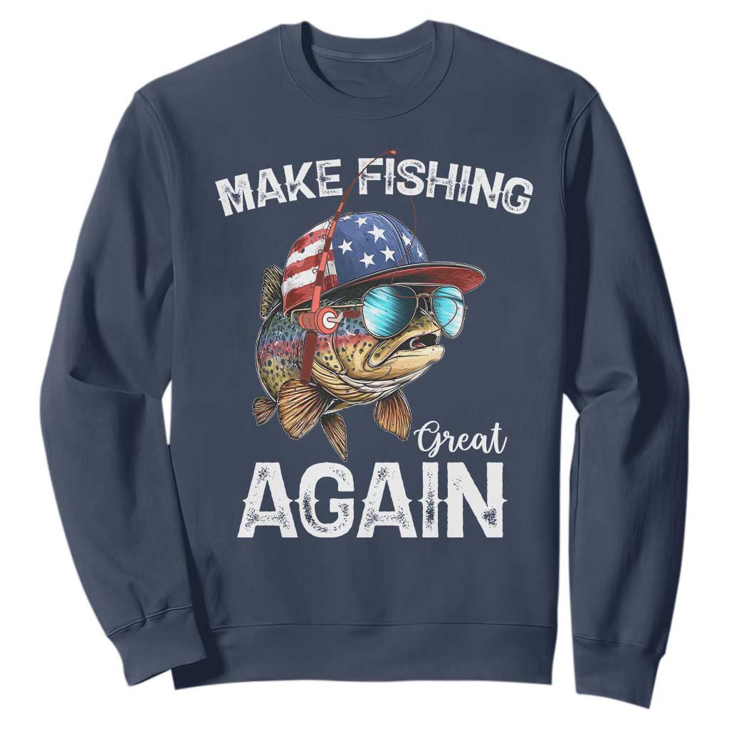 Funny Make Fishing Great Again Sweatshirt Bass Fishing TS11 Navy Print Your Wear