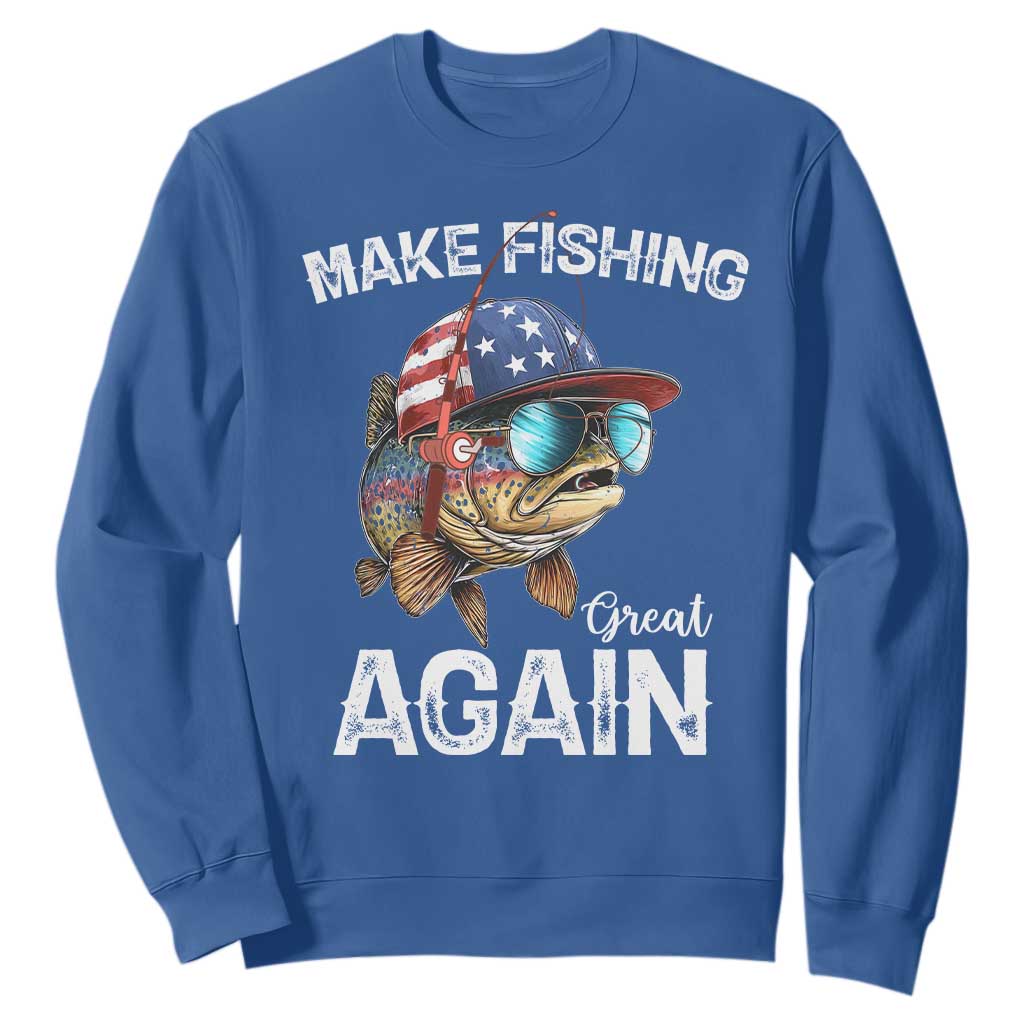 Funny Make Fishing Great Again Sweatshirt Bass Fishing TS11 Royal Blue Print Your Wear