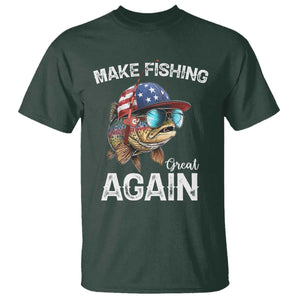 Funny Make Fishing Great Again T Shirt Bass Fishing TS11 Dark Forest Green Print Your Wear