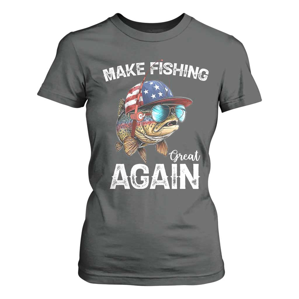 Funny Make Fishing Great Again T Shirt For Women Bass Fishing TS11 Dark Heather Print Your Wear