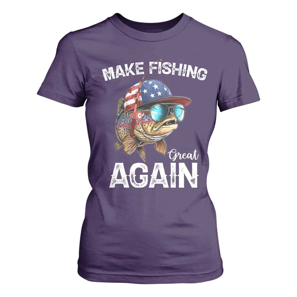 Funny Make Fishing Great Again T Shirt For Women Bass Fishing TS11 Purple Print Your Wear