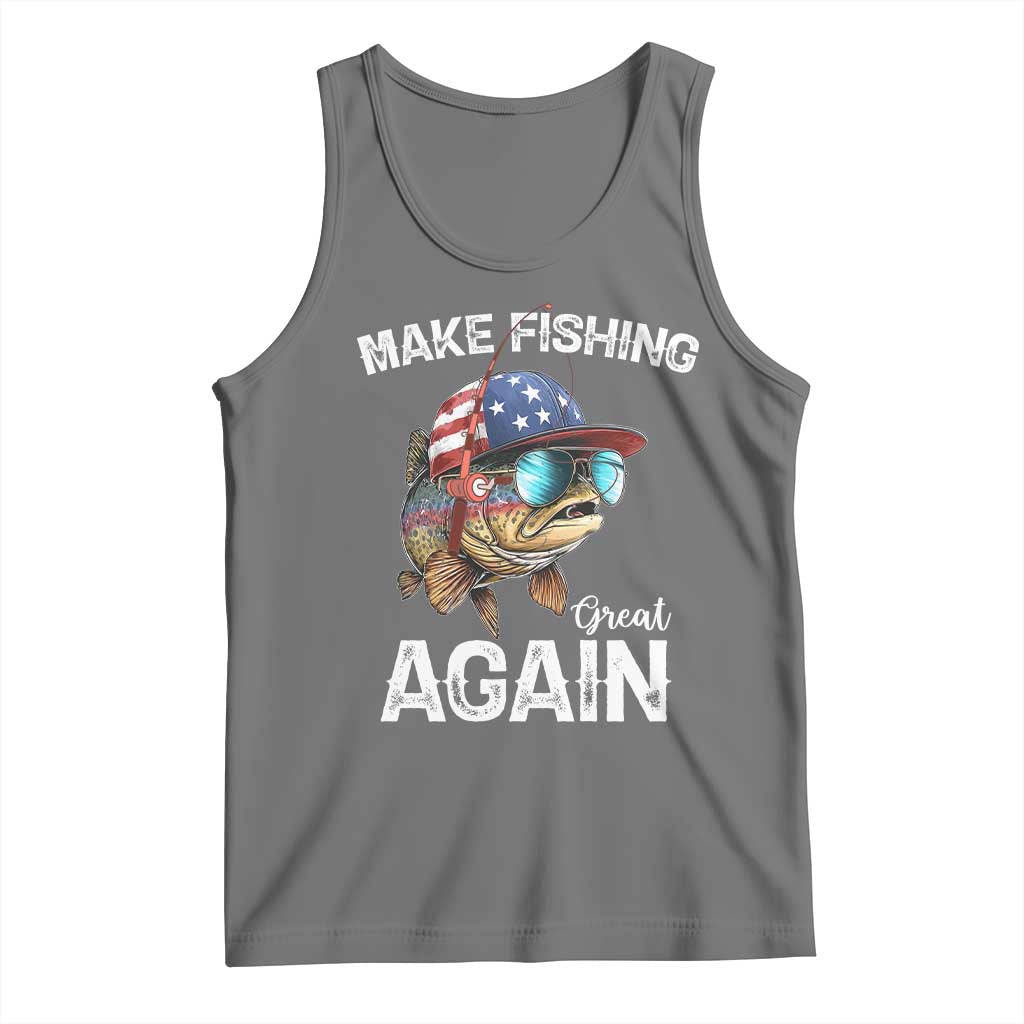 Funny Make Fishing Great Again Tank Top Bass Fishing TS11 Black Heather Print Your Wear