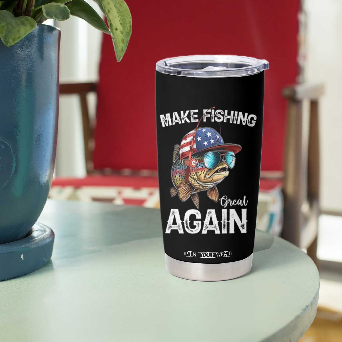 Funny Make Fishing Great Again Tumbler Cup Bass Fishing TS11 Print Your Wear