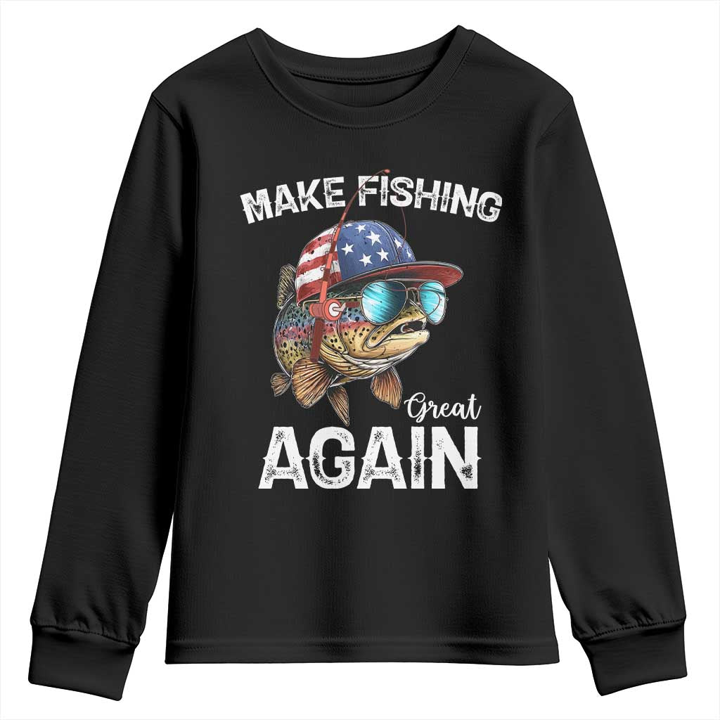 Funny Make Fishing Great Again Youth Sweatshirt Bass Fishing TS11 Black Print Your Wear