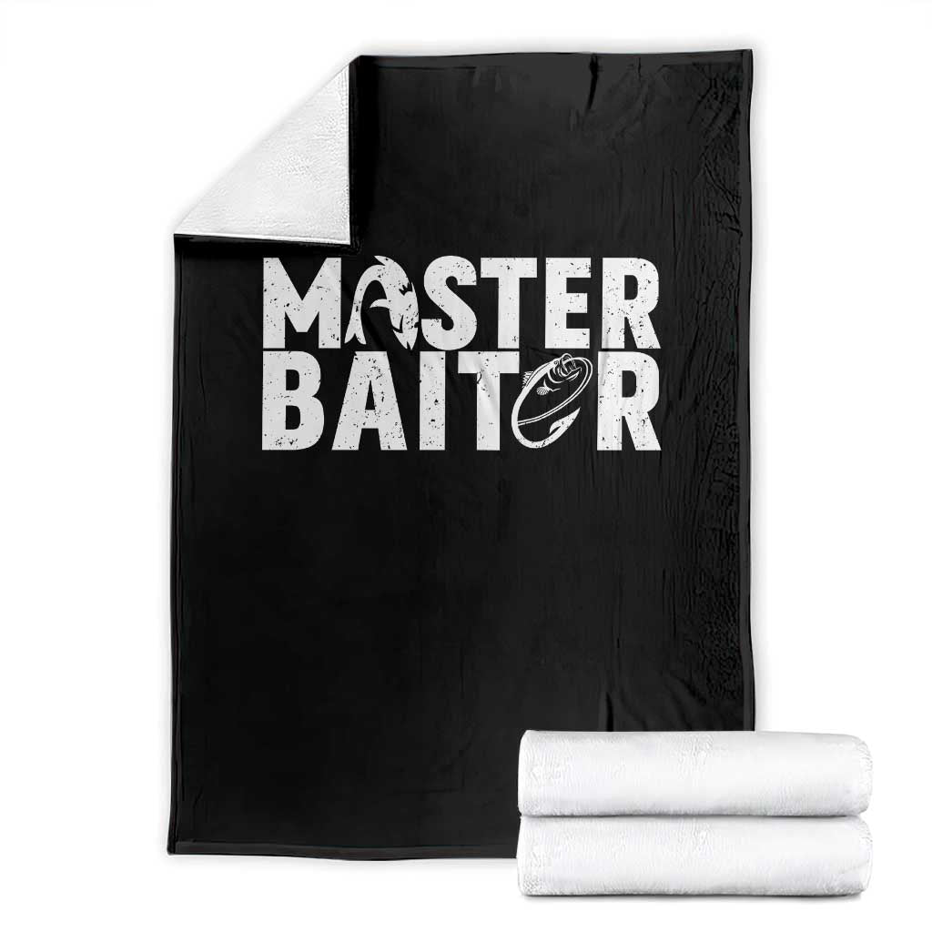 Funny Master Baiter Throw Blanket Fishing Fisherman Adult Jokes Father's Day TS11 Black Print Your Wear