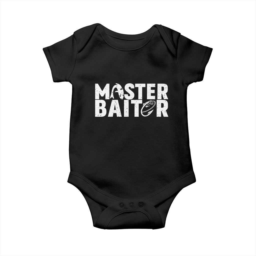 Funny Master Baiter Baby Onesie Fishing Fisherman Adult Jokes Father's Day TS11 Black Print Your Wear