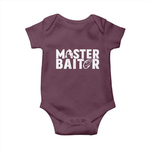 Funny Master Baiter Baby Onesie Fishing Fisherman Adult Jokes Father's Day TS11 Maroon Print Your Wear