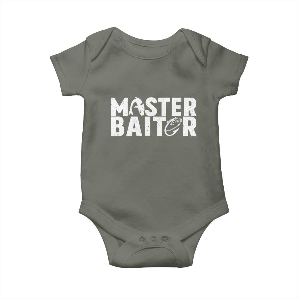 Funny Master Baiter Baby Onesie Fishing Fisherman Adult Jokes Father's Day TS11 Military Green Print Your Wear