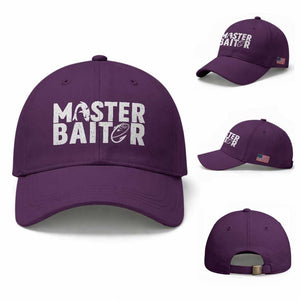 Funny Master Baiter Baseball Cap Fishing Fisherman Adult Jokes Father's Day TS11 Baseball Cap Universal Fit Purple Print Your Wear