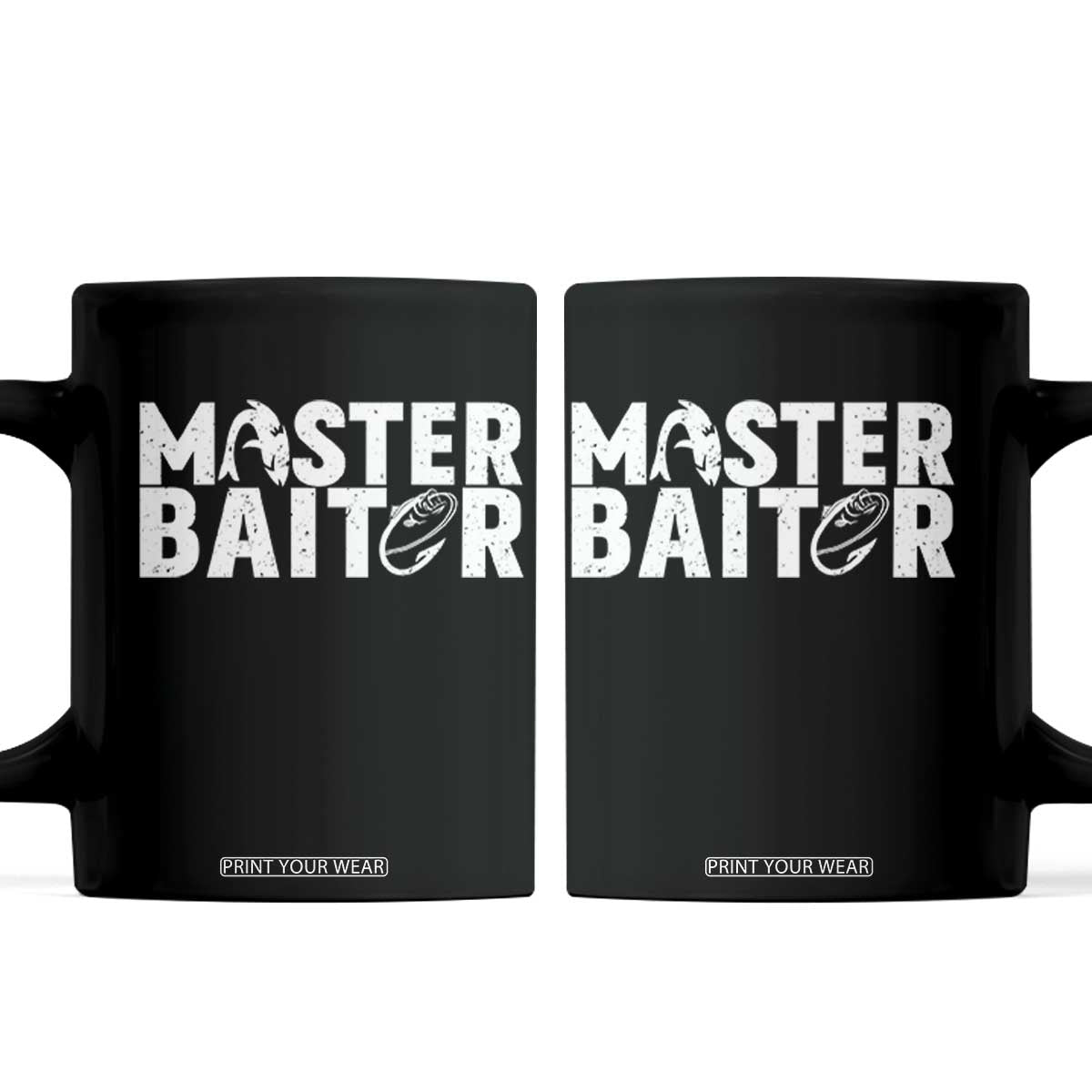 Funny Master Baiter Coffee Mug Fishing Fisherman Adult Jokes Father's Day TS11 Black Print Your Wear