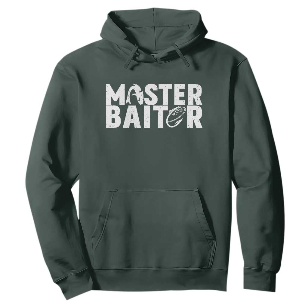 Funny Master Baiter Hoodie Fishing Fisherman Adult Jokes Father's Day TS11 Dark Forest Green Print Your Wear