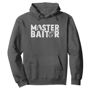 Funny Master Baiter Hoodie Fishing Fisherman Adult Jokes Father's Day TS11 Dark Heather Print Your Wear