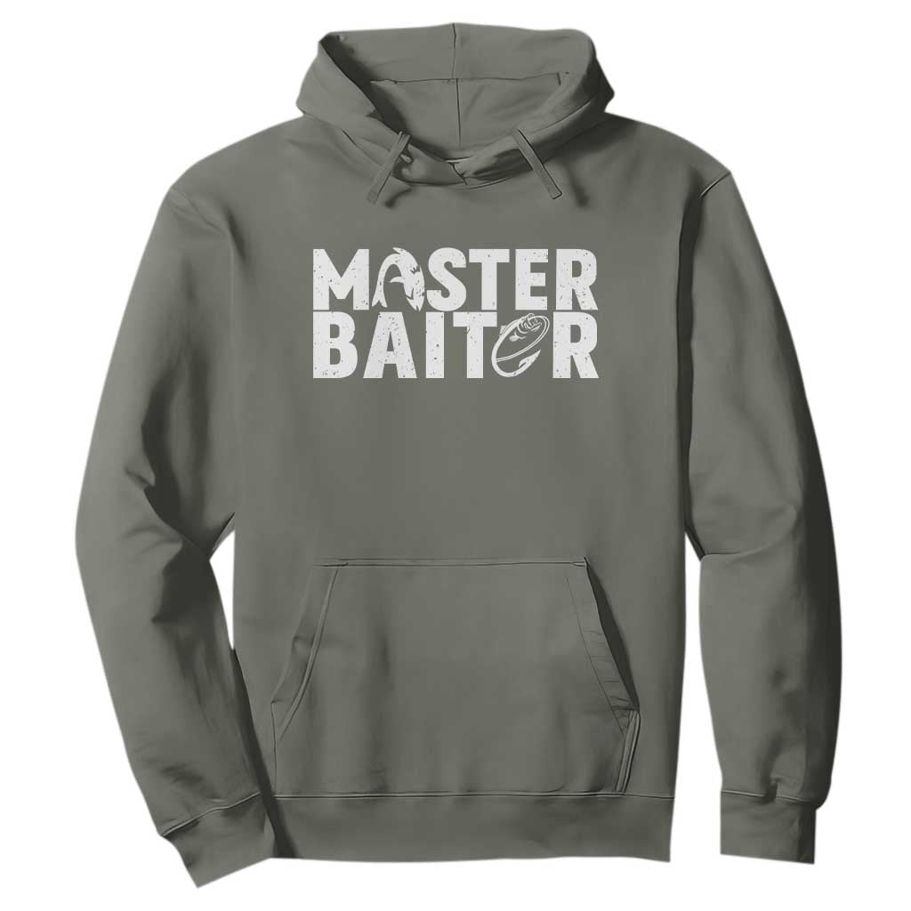 Funny Master Baiter Hoodie Fishing Fisherman Adult Jokes Father's Day TS11 Military Green Print Your Wear
