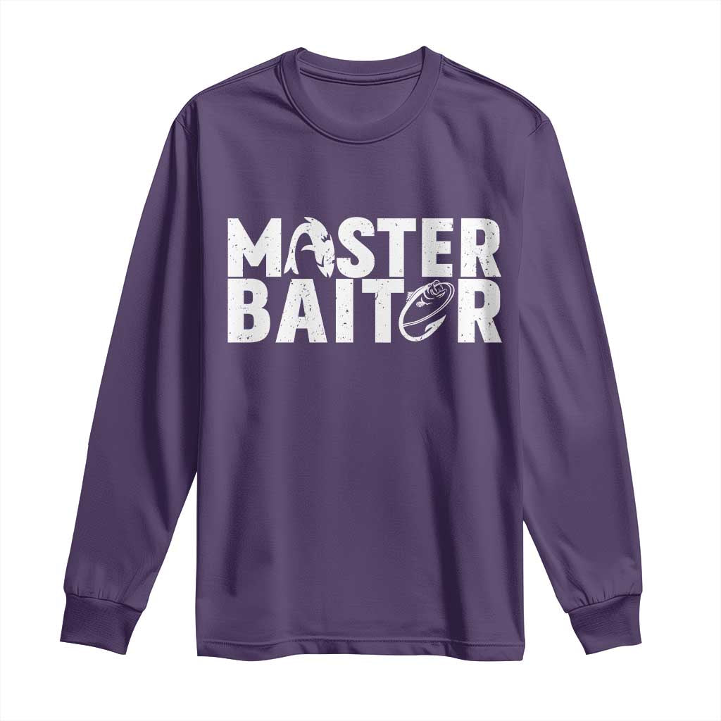 Funny Master Baiter Long Sleeve Shirt Fishing Fisherman Adult Jokes Father's Day TS11 Purple Print Your Wear