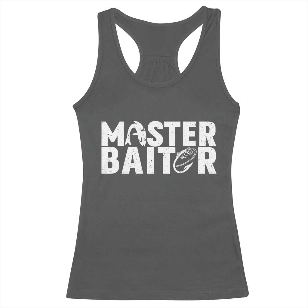Funny Master Baiter Racerback Tank Top Fishing Fisherman Adult Jokes Father's Day TS11 Dark Heather Print Your Wear