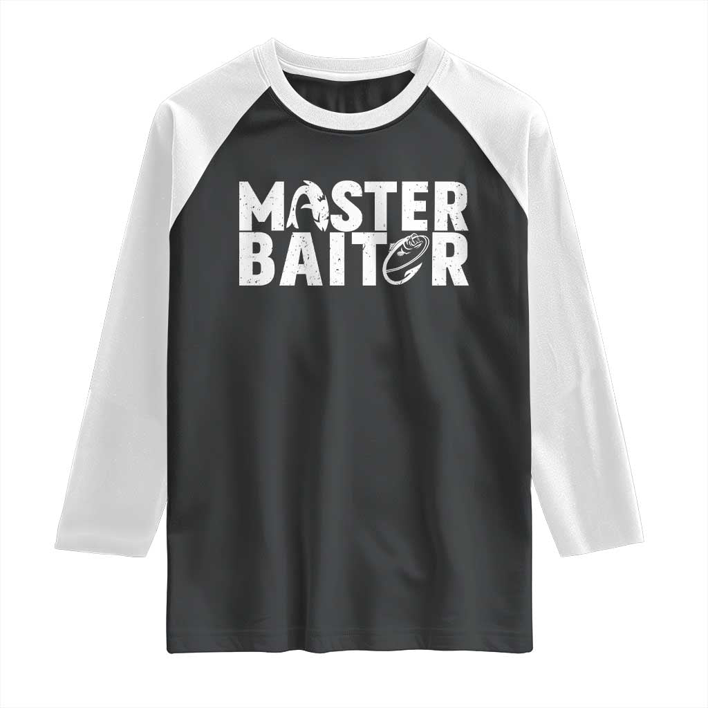 Funny Master Baiter Raglan Shirt Fishing Fisherman Adult Jokes Father's Day TS11 Black White Print Your Wear
