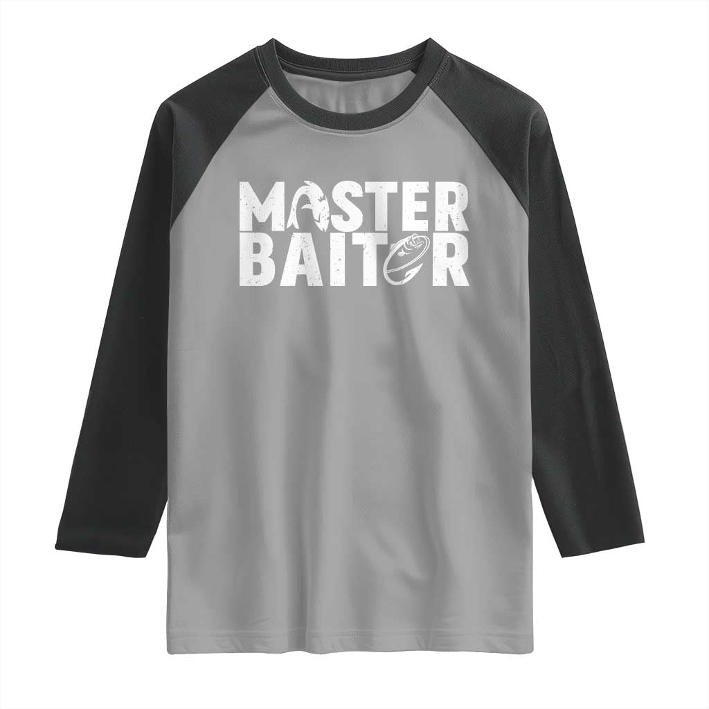 Funny Master Baiter Raglan Shirt Fishing Fisherman Adult Jokes Father's Day TS11 Sport Gray Black Print Your Wear
