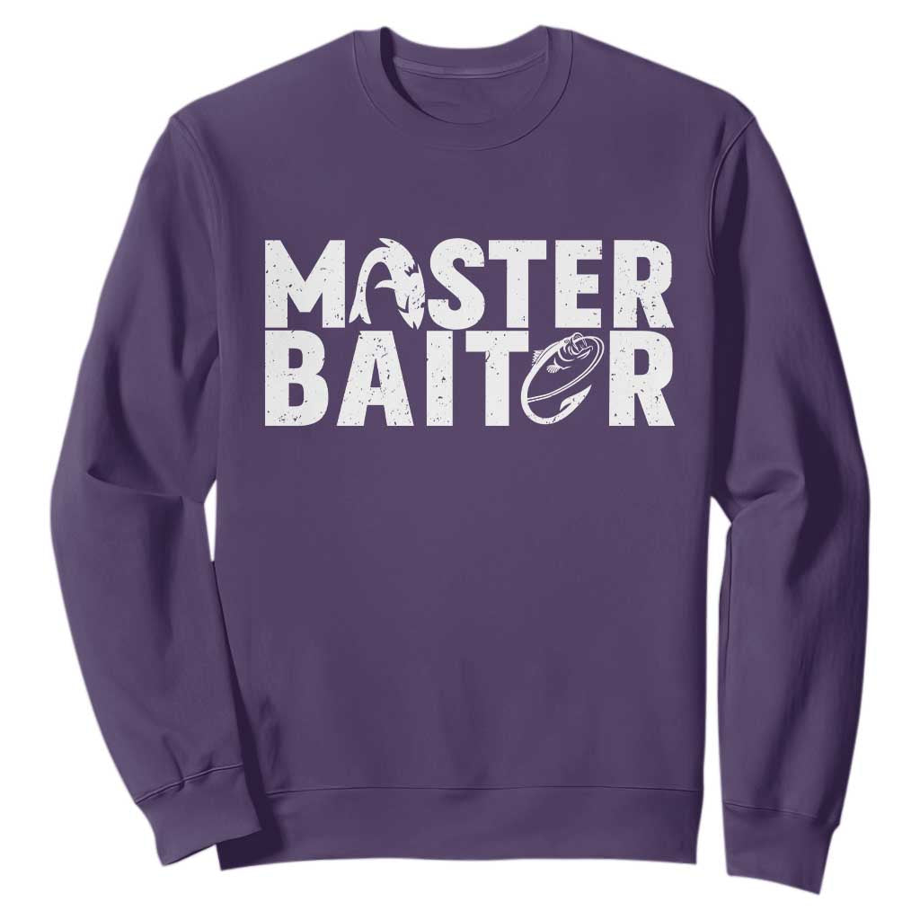 Funny Master Baiter Sweatshirt Fishing Fisherman Adult Jokes Father's Day TS11 Purple Print Your Wear