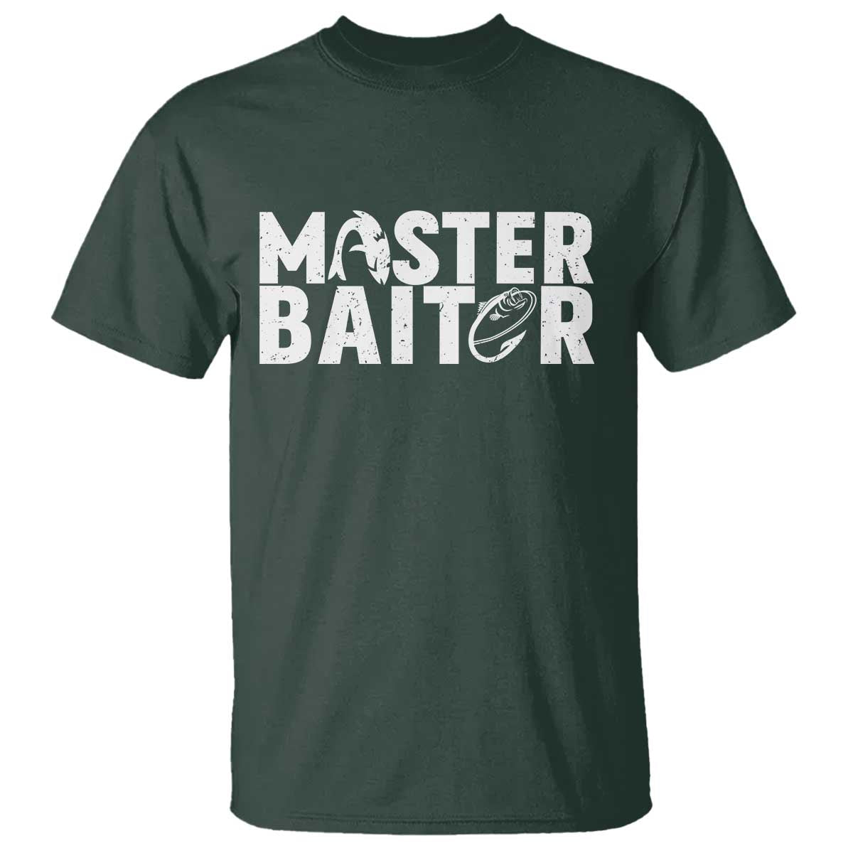 Funny Master Baiter T Shirt Fishing Fisherman Adult Jokes Father's Day TS11 Dark Forest Green Print Your Wear