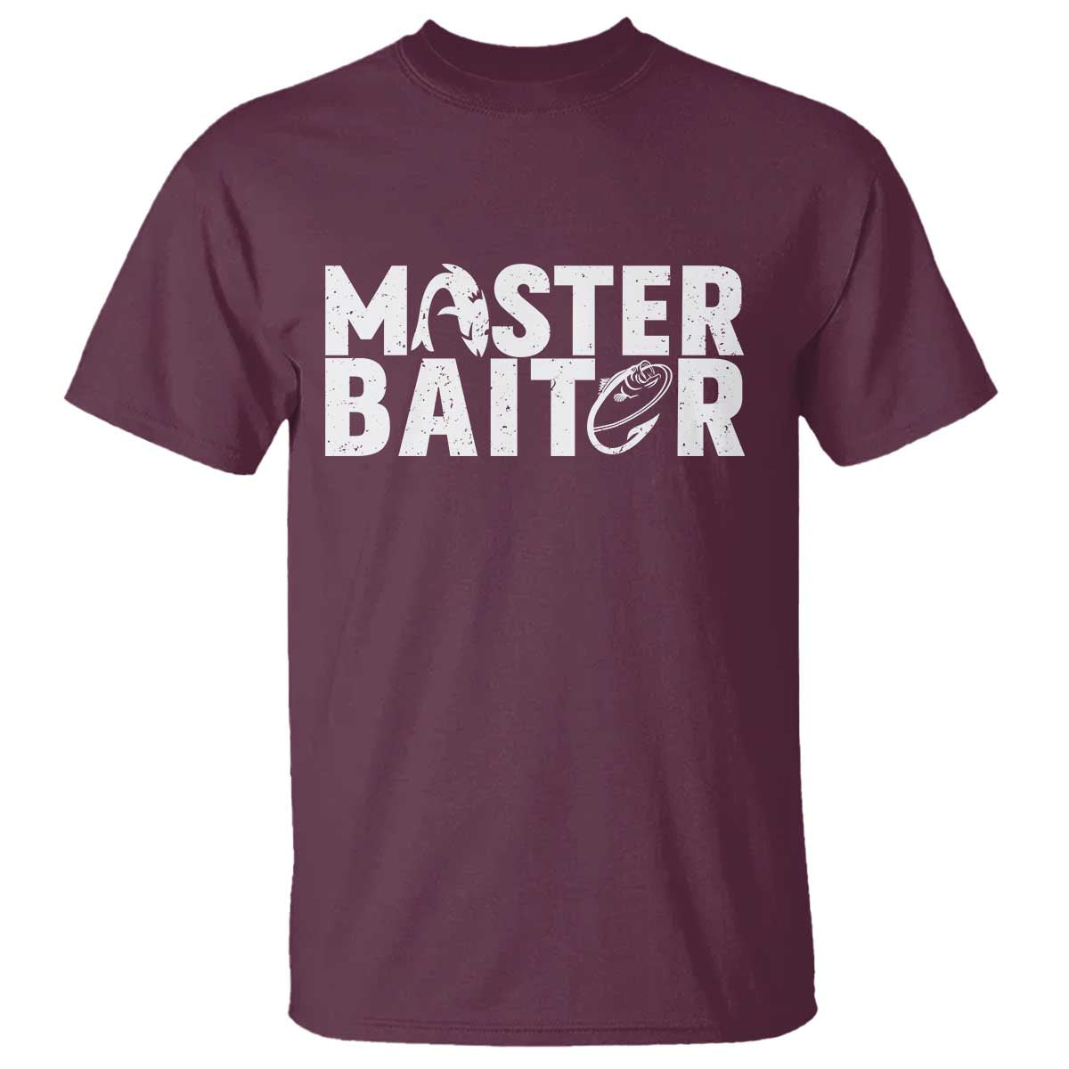 Funny Master Baiter T Shirt Fishing Fisherman Adult Jokes Father's Day TS11 Maroon Print Your Wear