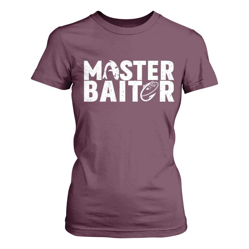 Funny Master Baiter T Shirt For Women Fishing Fisherman Adult Jokes Father's Day TS11 Maroon Print Your Wear