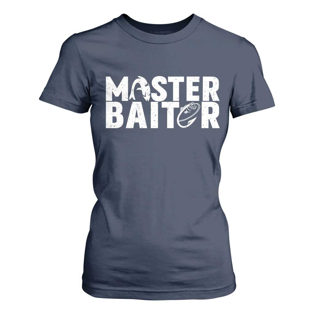 Funny Master Baiter T Shirt For Women Fishing Fisherman Adult Jokes Father's Day TS11 Navy Print Your Wear
