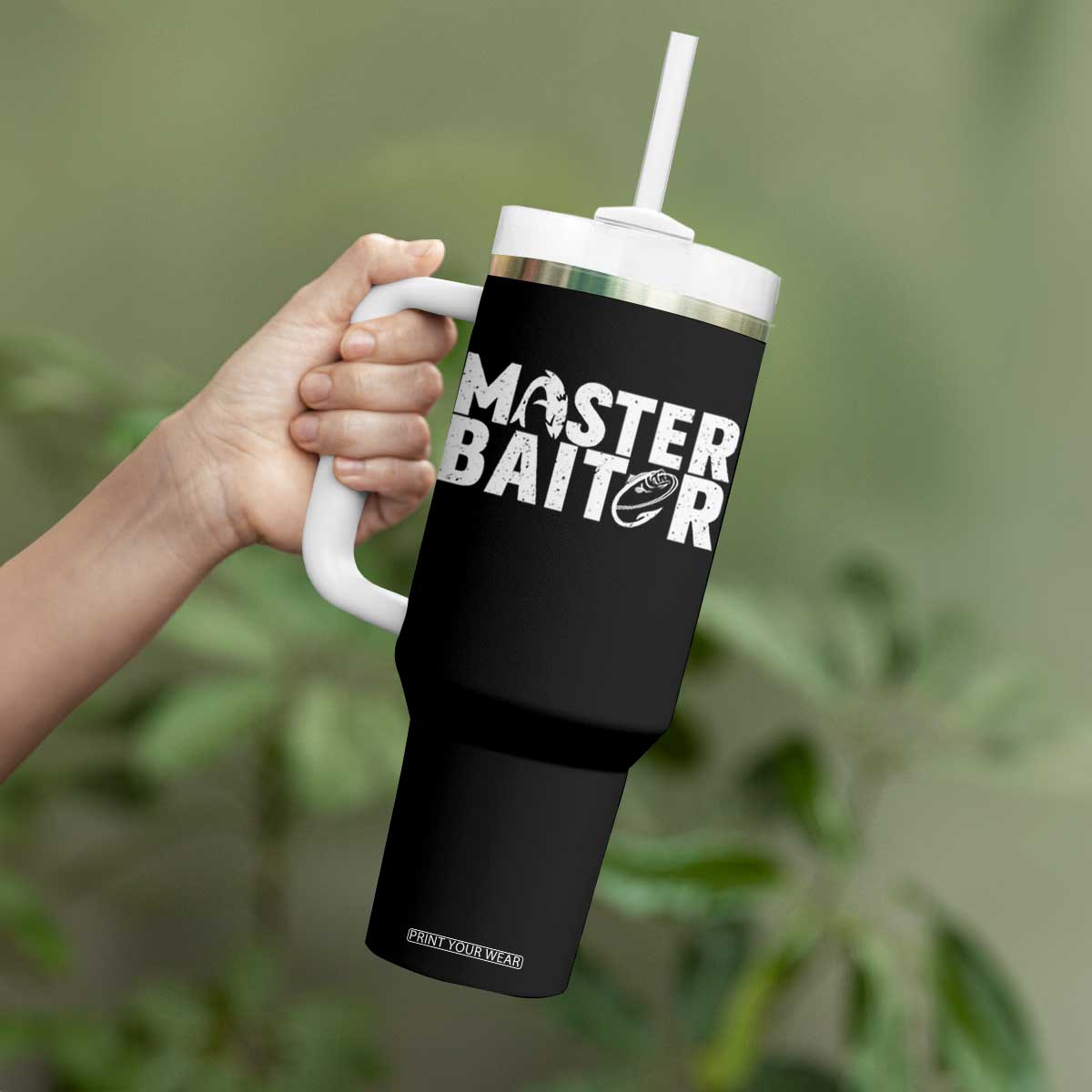 Funny Master Baiter Tumbler With Handle Fishing Fisherman Adult Jokes Father's Day TS11 Print Your Wear