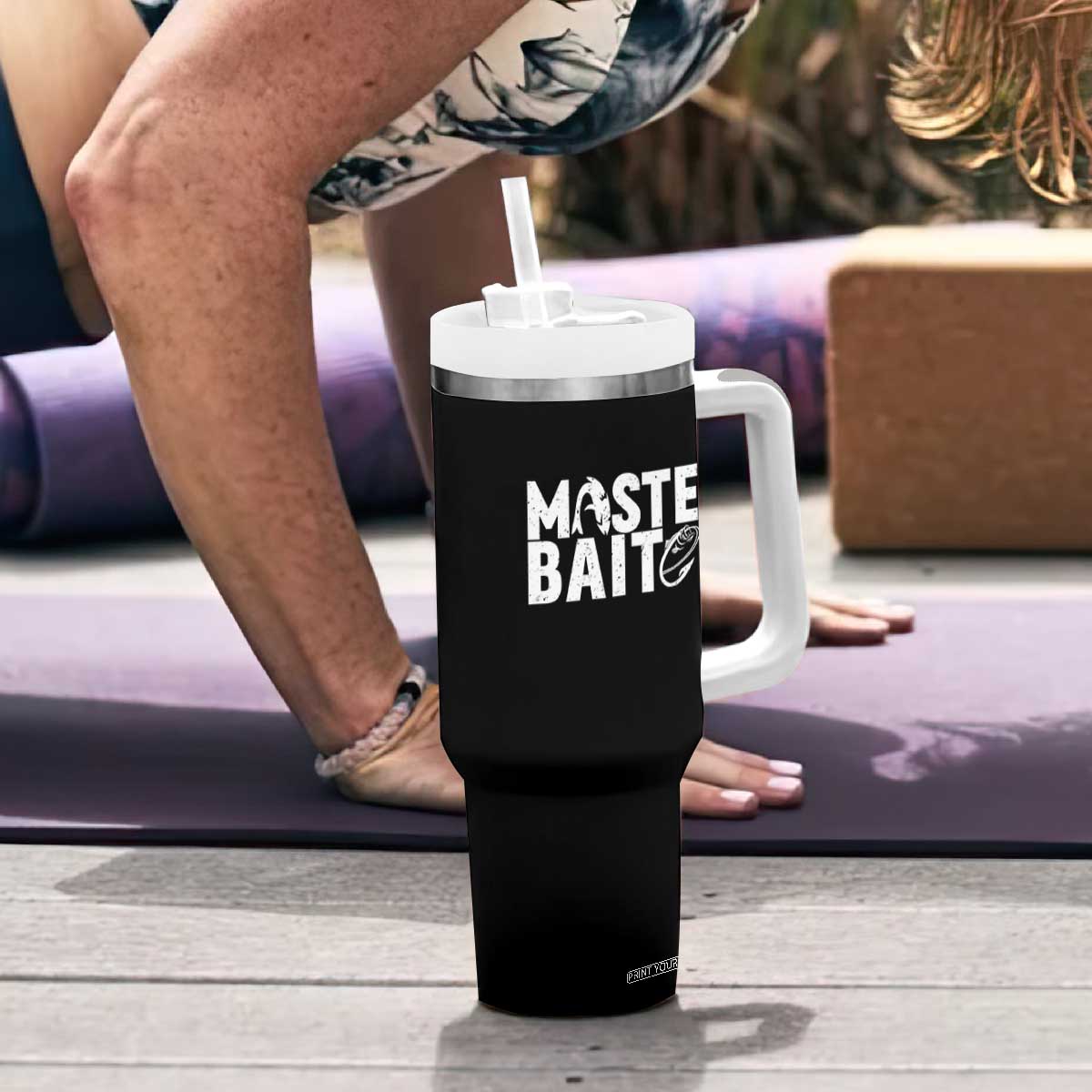 Funny Master Baiter Tumbler With Handle Fishing Fisherman Adult Jokes Father's Day TS11 Print Your Wear