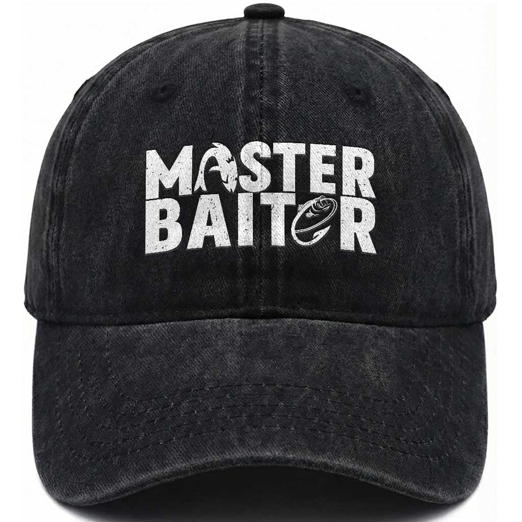 Funny Master Baiter Washed Cotton Baseball Cap Fishing Fisherman Adult Jokes Father's Day TS11 Print Your Wear
