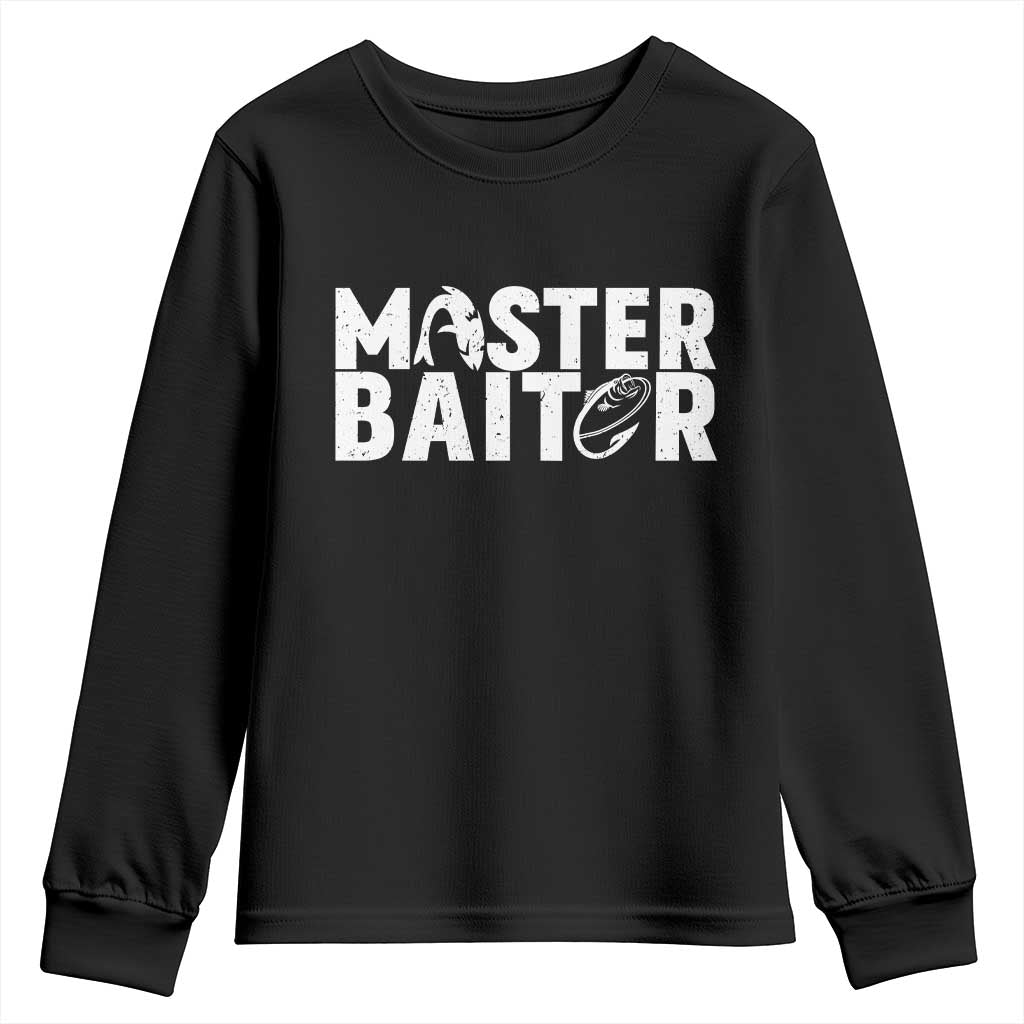 Funny Master Baiter Youth Sweatshirt Fishing Fisherman Adult Jokes Father's Day TS11 Black Print Your Wear