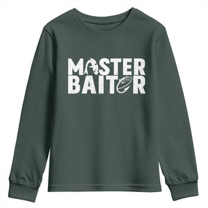 Funny Master Baiter Youth Sweatshirt Fishing Fisherman Adult Jokes Father's Day TS11 Dark Forest Green Print Your Wear