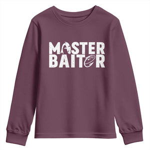 Funny Master Baiter Youth Sweatshirt Fishing Fisherman Adult Jokes Father's Day TS11 Maroon Print Your Wear