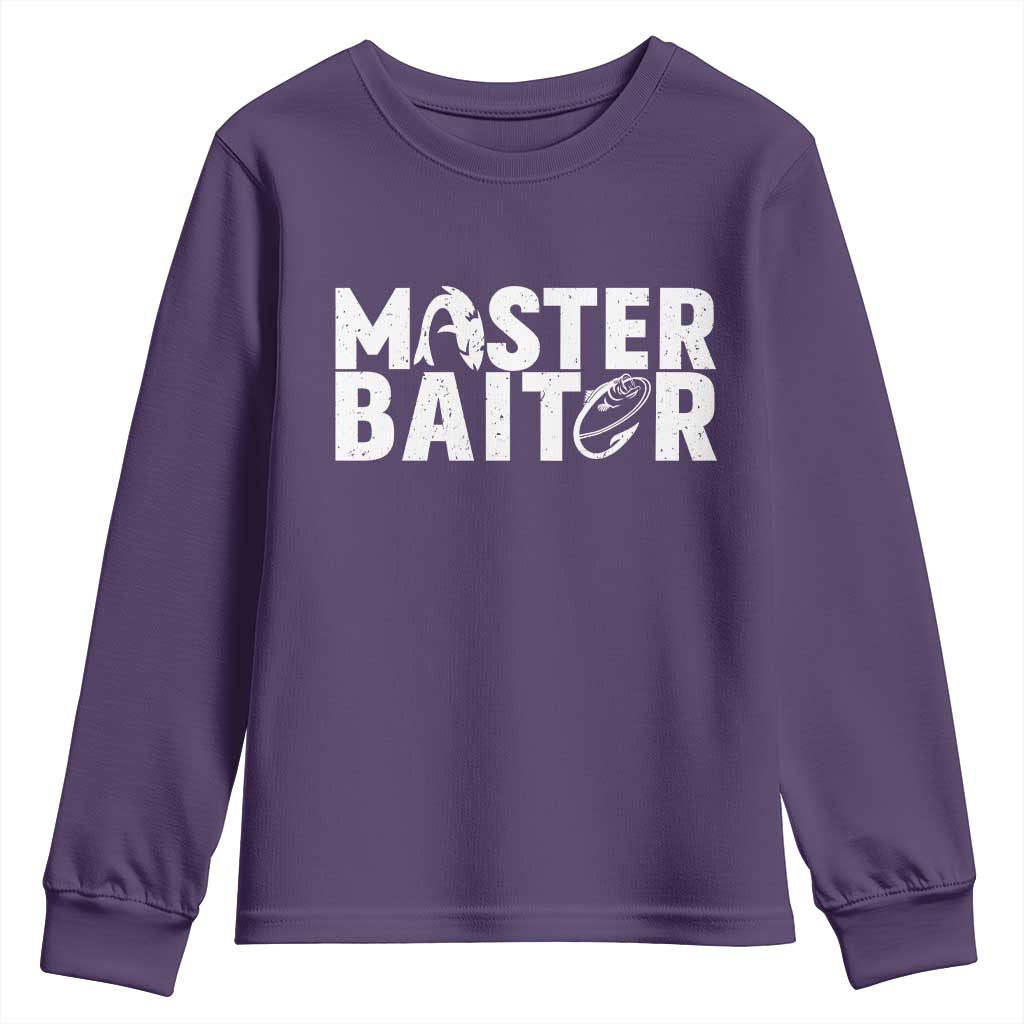 Funny Master Baiter Youth Sweatshirt Fishing Fisherman Adult Jokes Father's Day TS11 Purple Print Your Wear