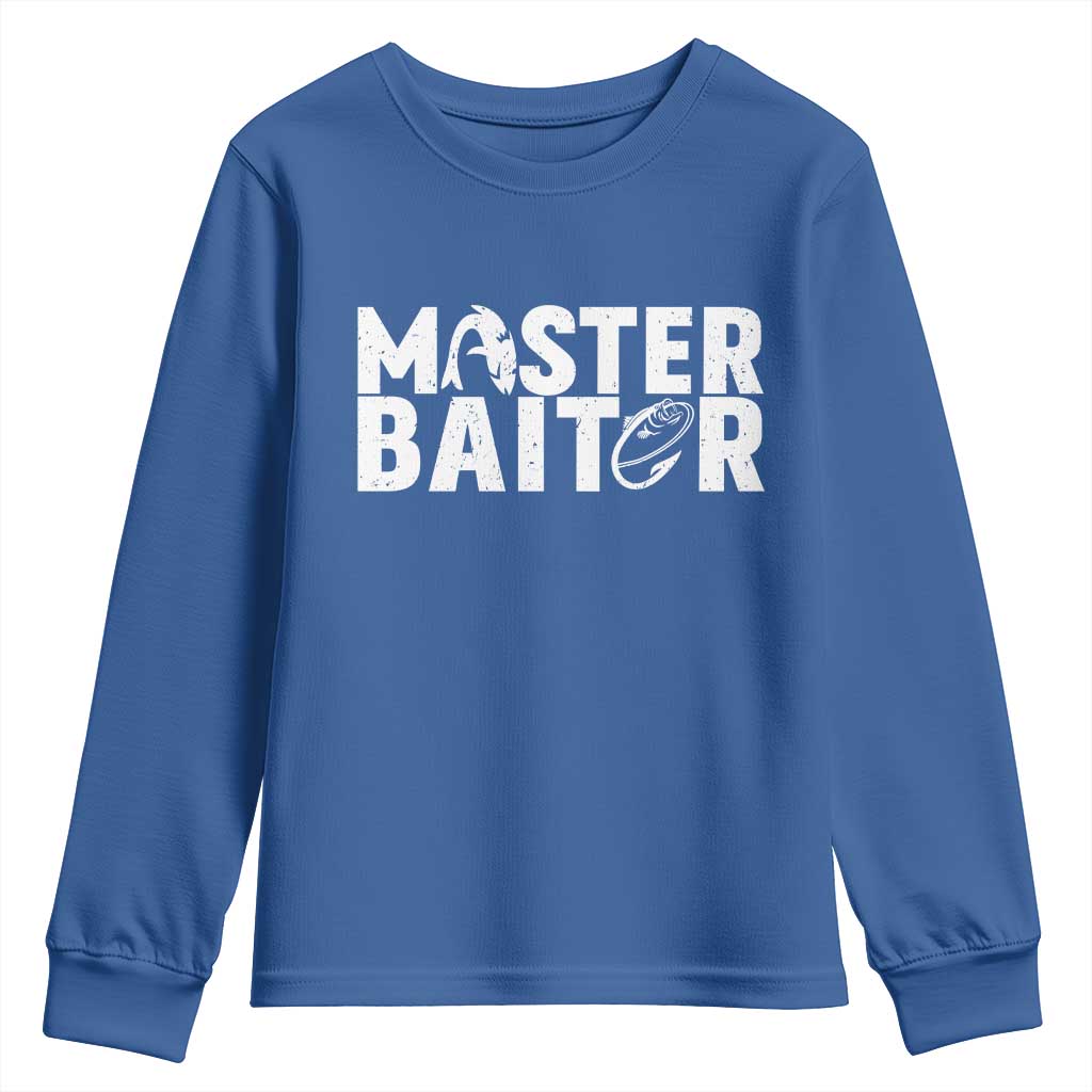 Funny Master Baiter Youth Sweatshirt Fishing Fisherman Adult Jokes Father's Day TS11 Royal Blue Print Your Wear