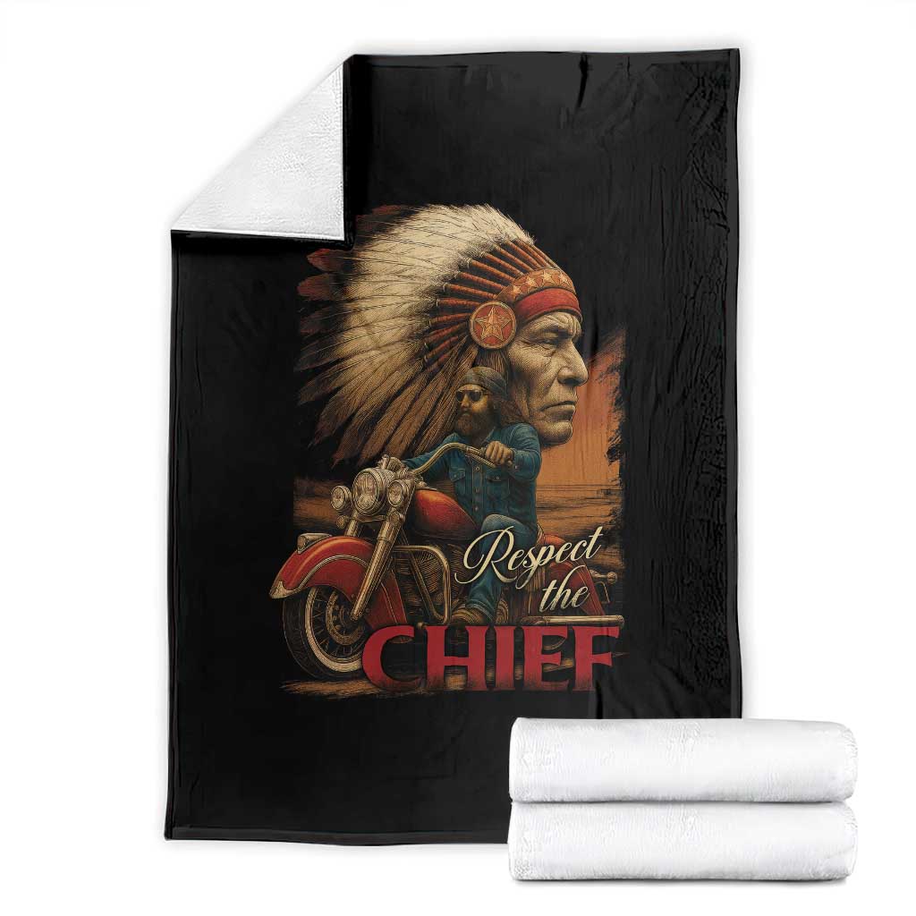 Indian American Rider Throw Blanket Respect The Native Chief Native American Motorcycle TS11 Black Print Your Wear