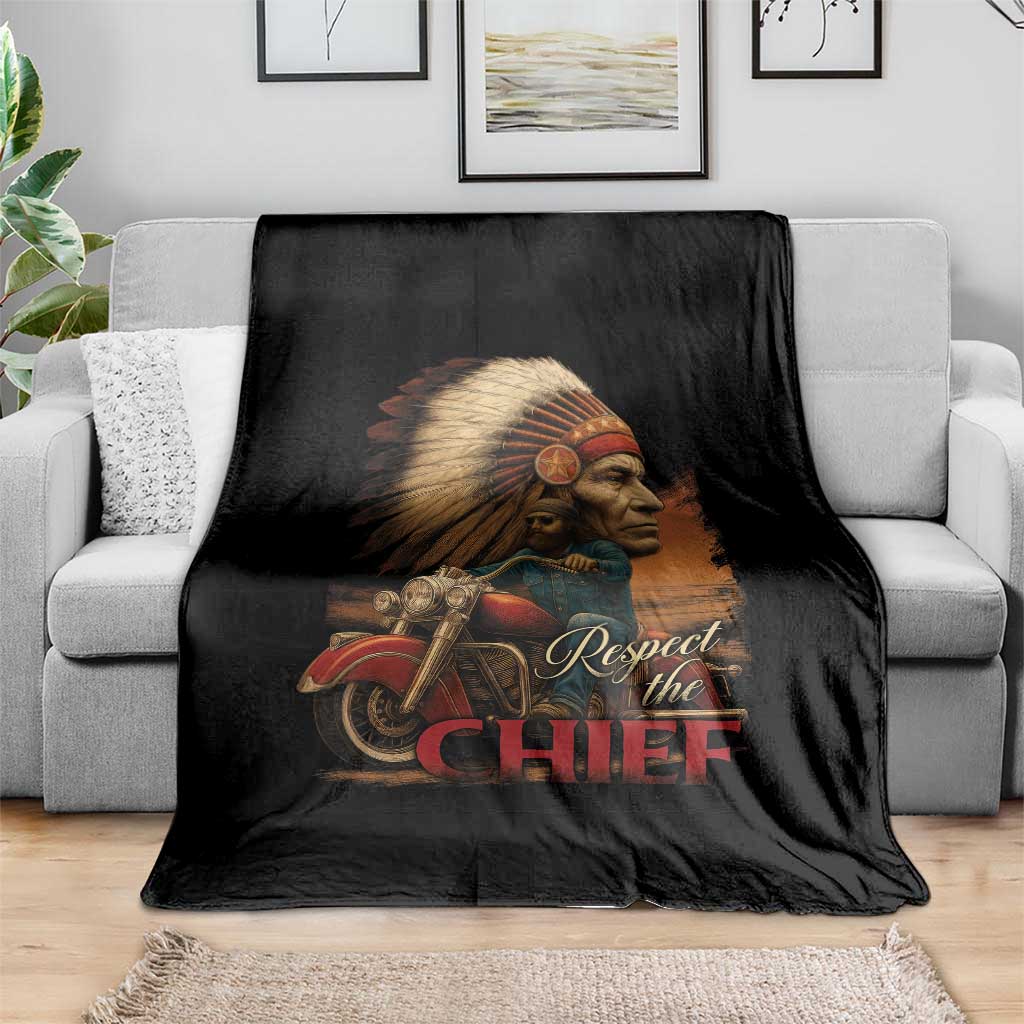 Indian American Rider Throw Blanket Respect The Native Chief Native American Motorcycle TS11 Print Your Wear