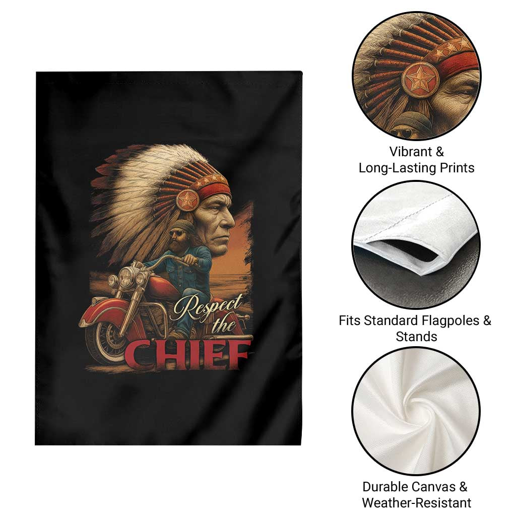 Indian American Rider Garden Flag Respect The Native Chief Native American Motorcycle TS11 Print Your Wear