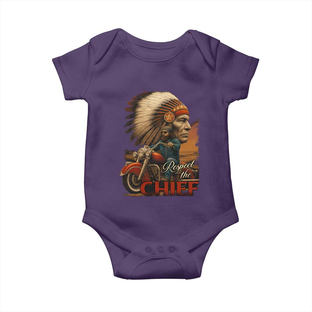 Indian American Rider Baby Onesie Respect The Native Chief Native American Motorcycle TS11 Purple Print Your Wear
