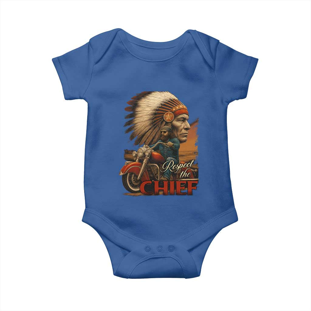 Indian American Rider Baby Onesie Respect The Native Chief Native American Motorcycle TS11 Royal Blue Print Your Wear