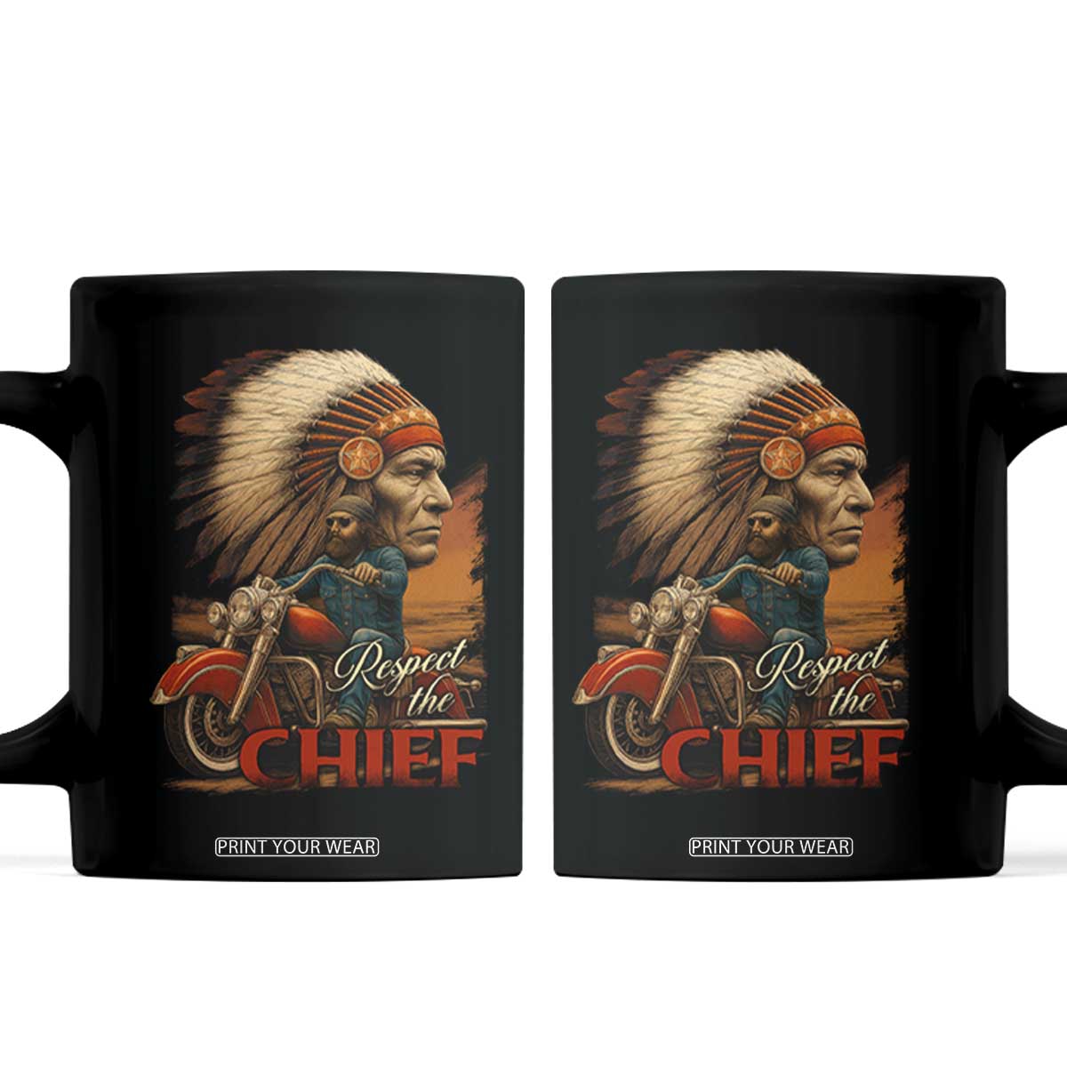 Indian American Rider Coffee Mug Respect The Native Chief Native American Motorcycle TS11 Black Print Your Wear