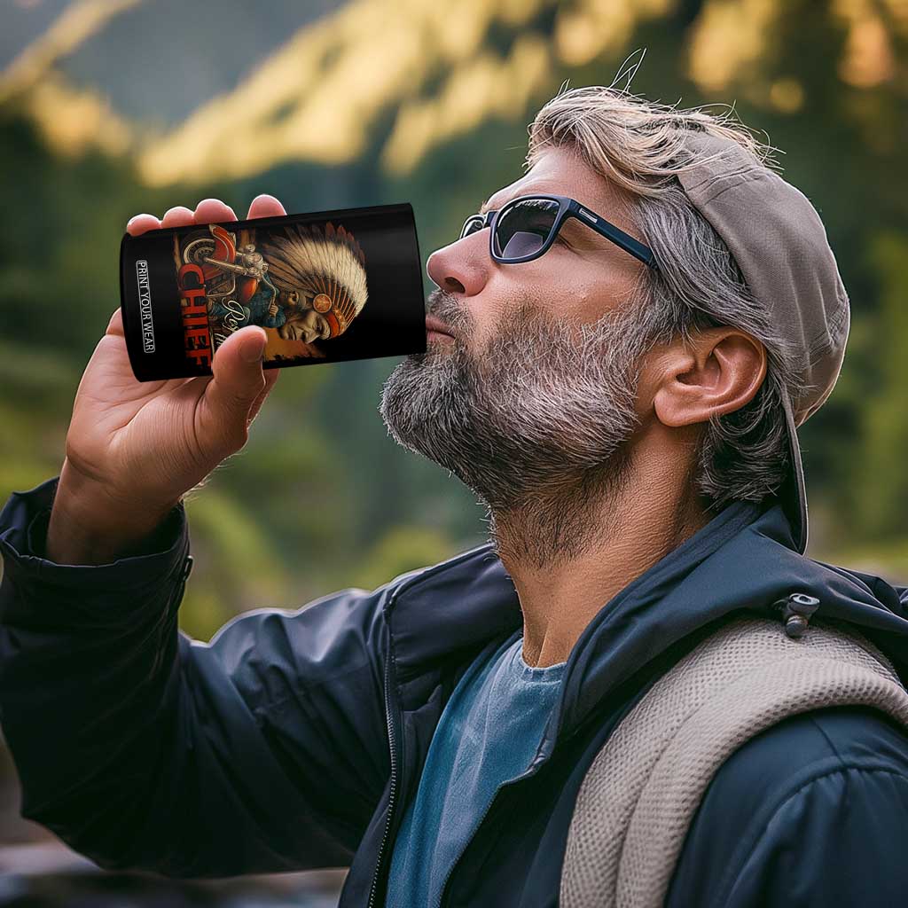 Indian American Rider 4 in 1 Can Cooler Tumbler Respect The Native Chief Native American Motorcycle TS11 Print Your Wear