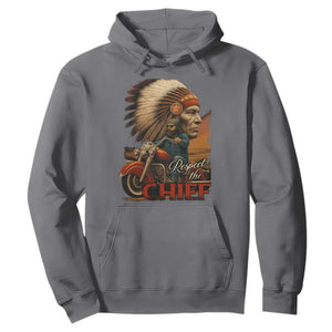 Indian American Rider Hoodie Respect The Native Chief Native American Motorcycle TS11 Charcoal Print Your Wear